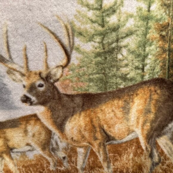 Northwest Plush Reversible Blanket – Joe Hautman Whitetail Deer – 60" x 50" EUC - Picture 4 of 5